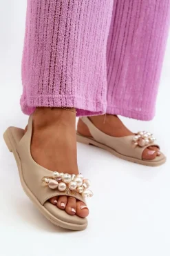 Damskie Sandały Z Ozdobami S.Barski KV27-004 Beżowe