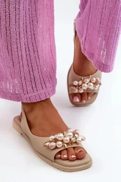 Damskie Sandały Z Ozdobami S.Barski KV27-004 Beżowe