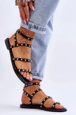 Damskie Sandały Z Ozdobnymi Ćwiekami Czarne Dorothy