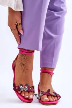 Damskie Sandały Z Ozdobnymi Motylami Fuksja Jeane