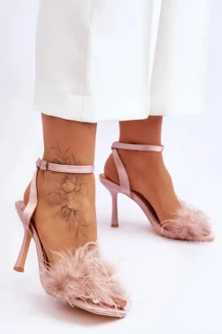 Damskie Sandały Z Piórkami Nude Tiffany