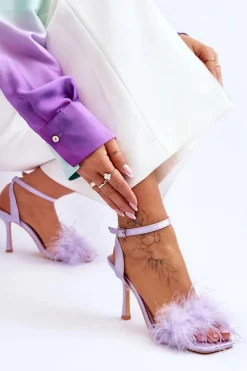 Damskie Sandały Z Piórkami Fioletowe Tiffany