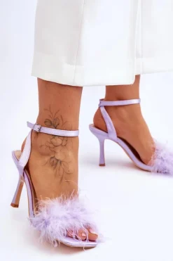 Damskie Sandały Z Piórkami Fioletowe Tiffany