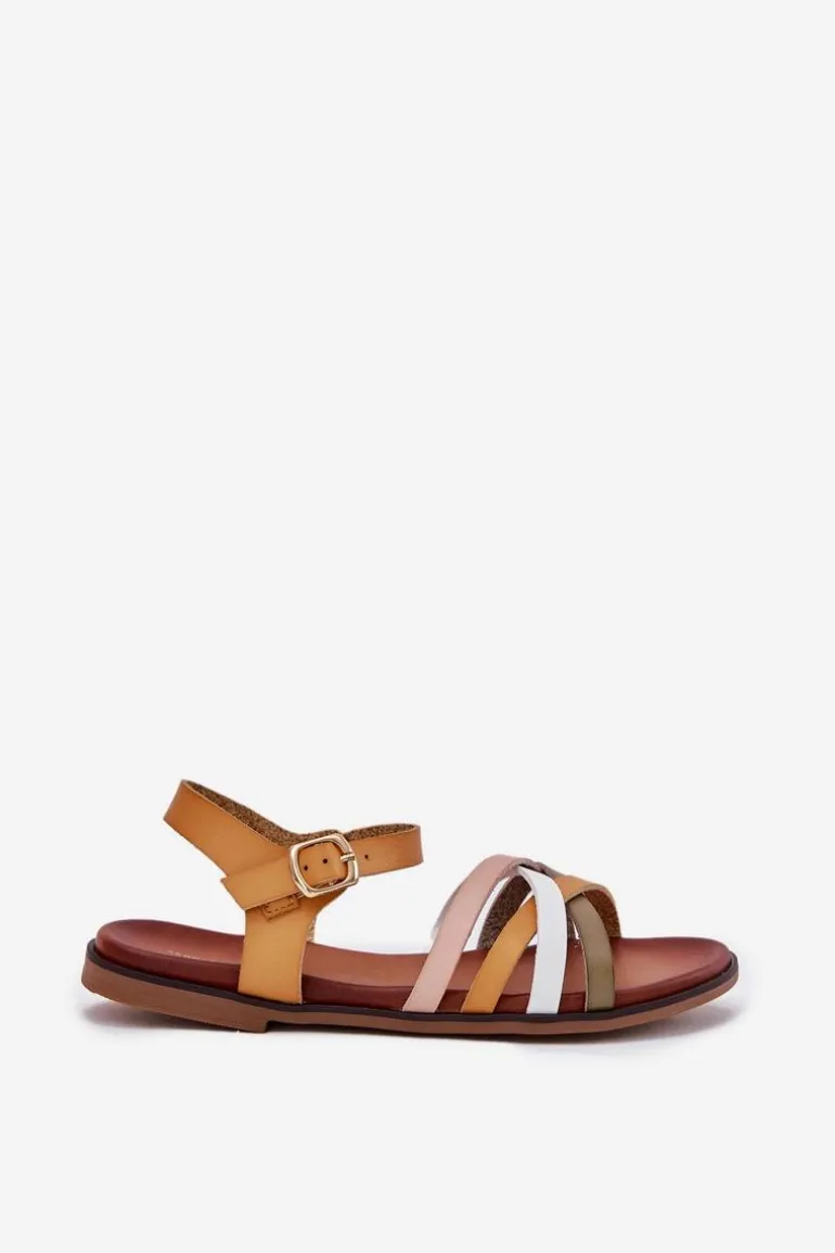 Damskie Sandały Z Przeplatającymi Się Paskami Sergio Leone SK090H Żółte