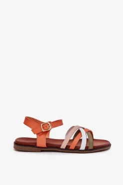 Damskie Sandały Z Przeplatającymi Się Paskami Sergio Leone SK090H Pomarańczowe