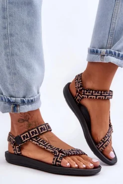 Damskie Satynowe Sportowe Sandały Czarno-Beżowe Victory