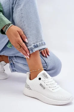 Damskie Siateczkowe Buty Sportowe Memory Foam System Big Star LL274664 Białe