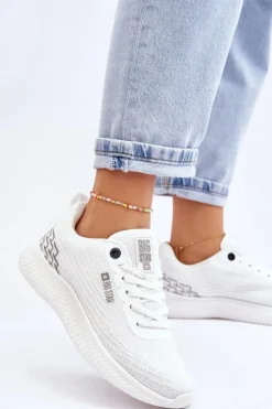 Damskie Siateczkowe Buty Sportowe Memory Foam System Big Star LL274664 Białe