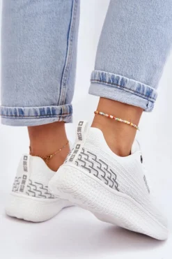 Damskie Siateczkowe Buty Sportowe Memory Foam System Big Star LL274664 Białe