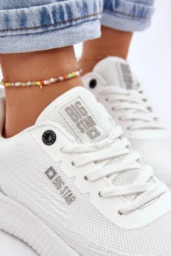 Damskie Siateczkowe Buty Sportowe Memory Foam System Big Star LL274664 Białe