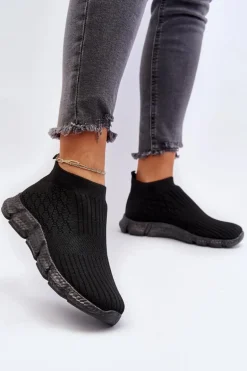 Damskie Skarpetkowe Buty Sportowe Wsuwane Czarne Liraelia