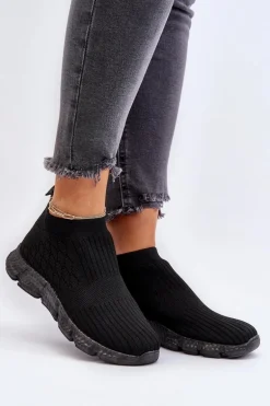 Damskie Skarpetkowe Buty Sportowe Wsuwane Czarne Liraelia