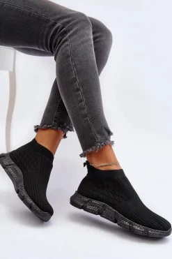 Damskie Skarpetkowe Buty Sportowe Wsuwane Czarne Liraelia