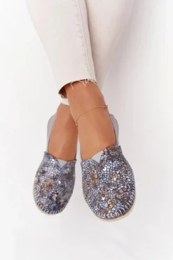 Damskie Skórzane Baleriny Maciejka 01930-86 Popielate