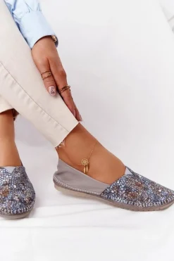 Damskie Skórzane Baleriny Maciejka 01930-86 Popielate
