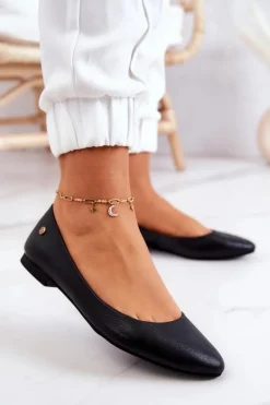Damskie Skórzane Baleriny Maciejka Czarne 04100-01