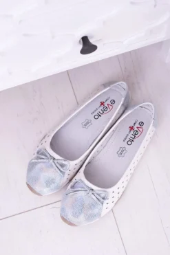 Damskie Skórzane Białe Ażurowe Balerinki Erdola