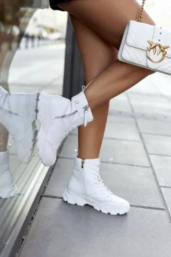 Damskie Skórzane Botki GOE II2N4032 Białe