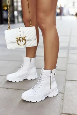 Damskie Skórzane Botki GOE II2N4032 Białe