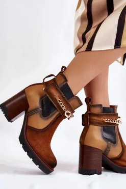 Damskie Skórzane Botki Maciejka 05781-29 Rude