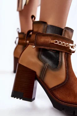 Damskie Skórzane Botki Maciejka 05781-29 Rude