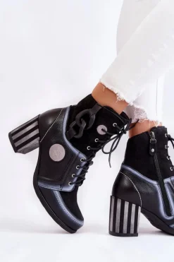 Damskie Skórzane Botki Maciejka 05599-01 Czarne