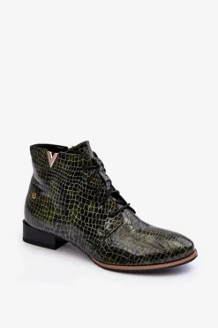 Damskie Skórzane Botki Maciejka 5743C-09 Zielone