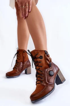 Damskie Skórzane Botki Maciejka 05599-29 Brązowe