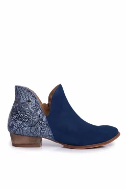 Damskie Skórzane Botki Maciejka Granatowe 04091-47
