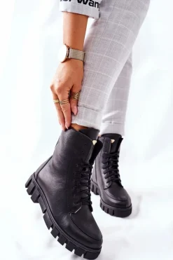 Damskie Skórzane Botki Nicole 2673 Czarne