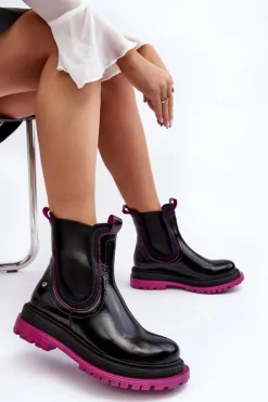 Damskie Skórzane Botki Sztyblety Maciejka 06199 Czarne