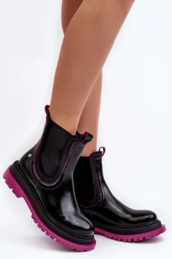 Damskie Skórzane Botki Sztyblety Maciejka 06199 Czarne