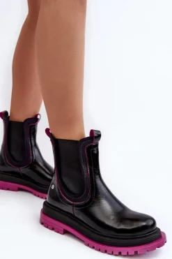 Damskie Skórzane Botki Sztyblety Maciejka 06199 Czarne