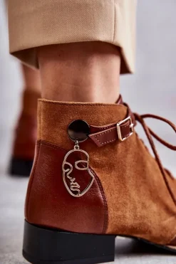 Damskie Skórzane Botki Trzewiki Maciejka 5743A-29 Brązowe