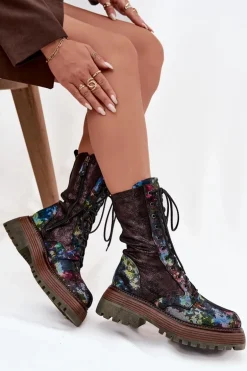 Damskie Skórzane Botki Workery Maciejka 06203-39 Multikolor