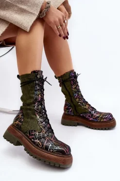 Damskie Skórzane Botki Workery Maciejka 06203-09 Multikolor