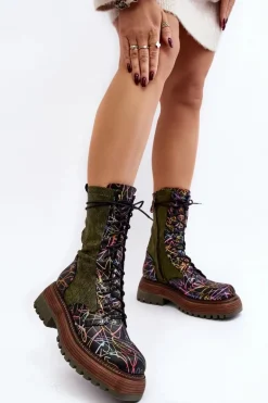 Damskie Skórzane Botki Workery Maciejka 06203-09 Multikolor