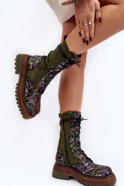 Damskie Skórzane Botki Workery Maciejka 06203-09 Multikolor