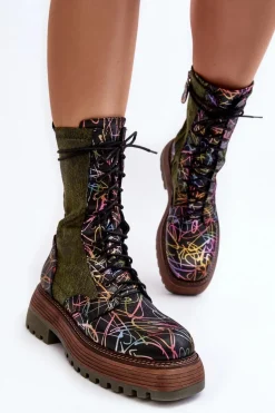 Damskie Skórzane Botki Workery Maciejka 06203-09 Multikolor