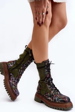 Damskie Skórzane Botki Workery Maciejka 06203-09 Multikolor