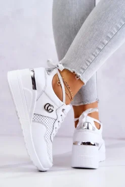 Damskie Skórzane Buty Sportowe Sneakersy Białe Loissa