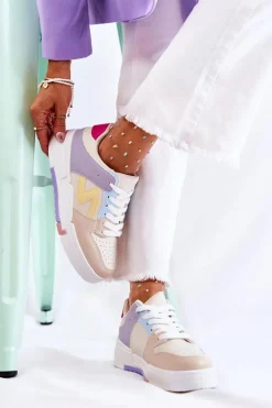 Damskie Skórzane Buty Sportowe Beżowe Francis