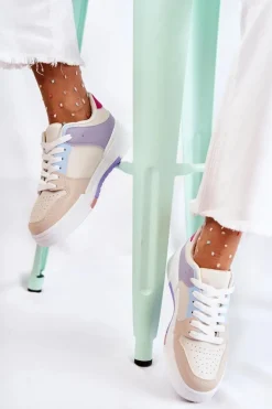 Damskie Skórzane Buty Sportowe Beżowe Francis