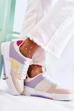 Damskie Skórzane Buty Sportowe Beżowe Francis