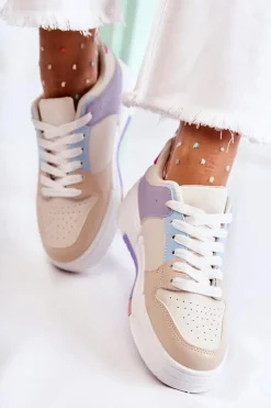 Damskie Skórzane Buty Sportowe Beżowe Francis