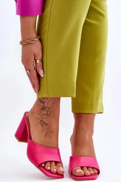 Damskie Skórzane Klasyczne Klapki Fuksja Loara