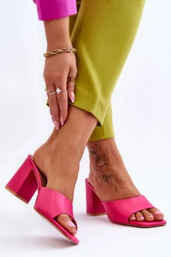 Damskie Skórzane Klasyczne Klapki Fuksja Loara