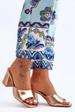 Damskie Skórzane Klasyczne Klapki Różowe Złoto Loara