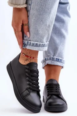Damskie Skórzane Klasyczne Trampki Czarne Unlimited