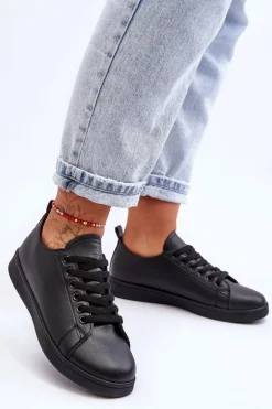 Damskie Skórzane Klasyczne Trampki Czarne Unlimited